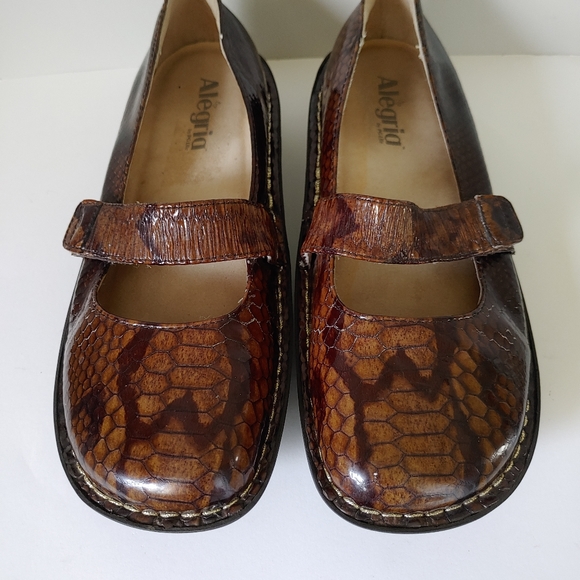 Alegria Feliz Snakeskin Print Mary Jane Shoes Clogs Leather US 9 / EU 39 - Picture 9 of 16